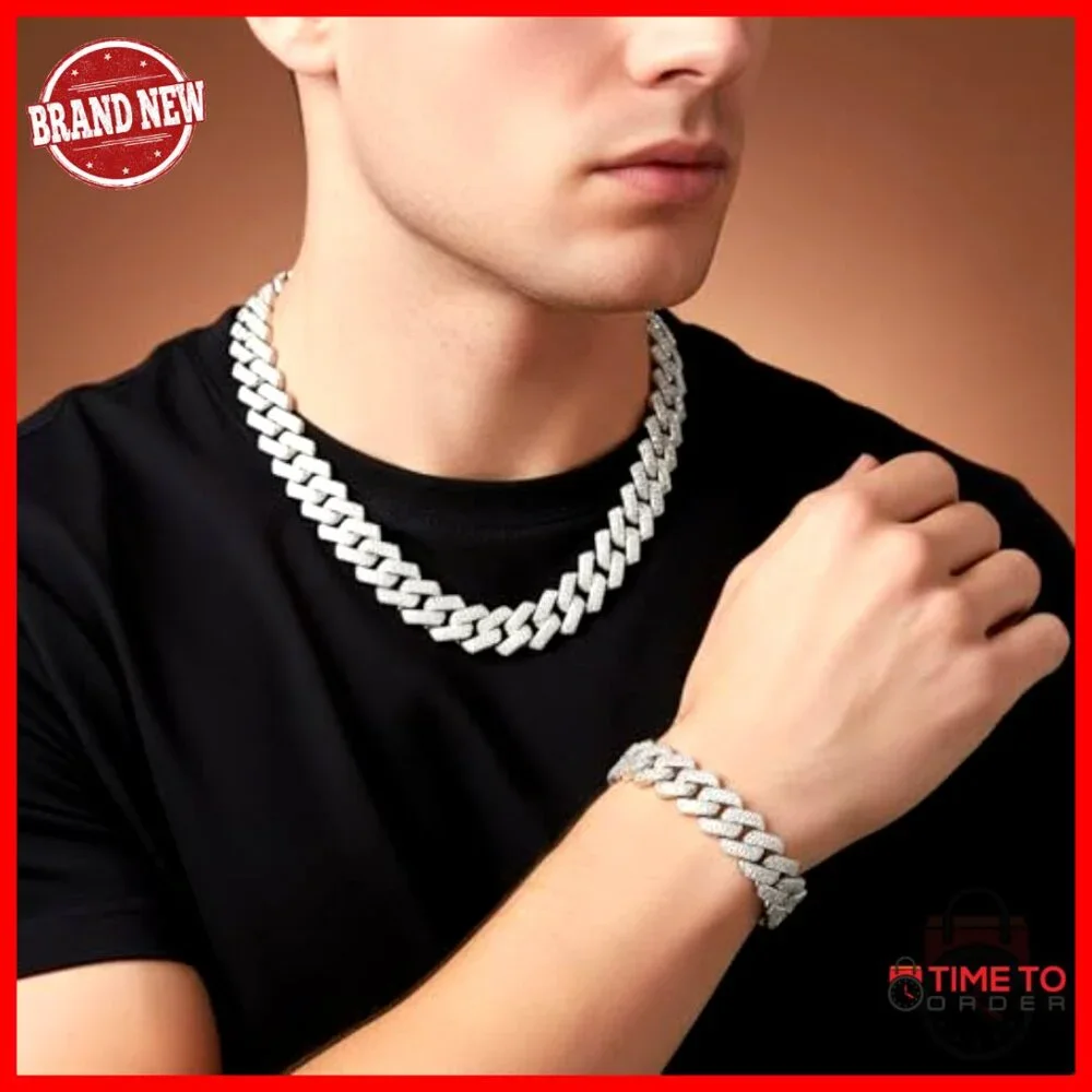 24K Gold Plated Cuban Link Chain Necklace & Bracelet Set for Men Women - Picture 2 of 7